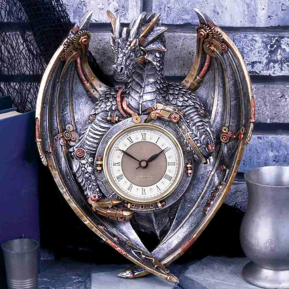 Nemesis Now - Dracus Horologium Wanduhr - Bronzefarben